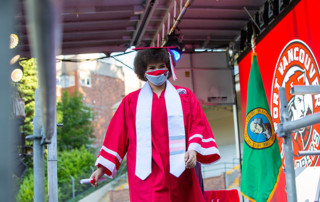 A graduate of Fort Vancouver High School at the class of 2020 commencement
